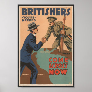 Britisherrar Du behöver Världskrig 1 Propaganda Poster