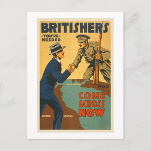Britisherrar Kom över WWI British Propaganda Vykort