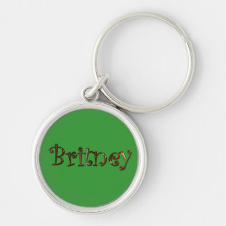 BRITNEY Namn-Branded Gift Keychain eller Zipper-pu Rund Silverfärgad Nyckelring