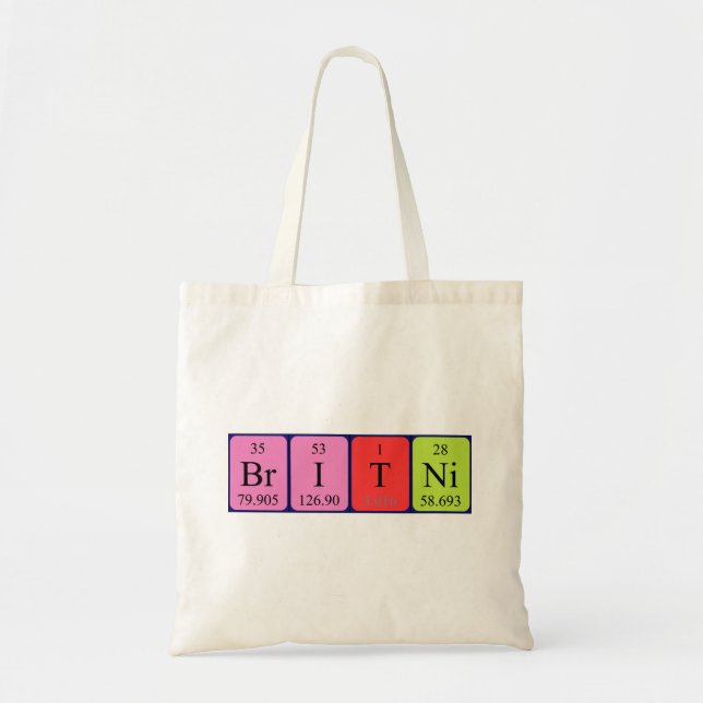 Britni periodisk bord namn tote bag tygkasse (Framsidan)