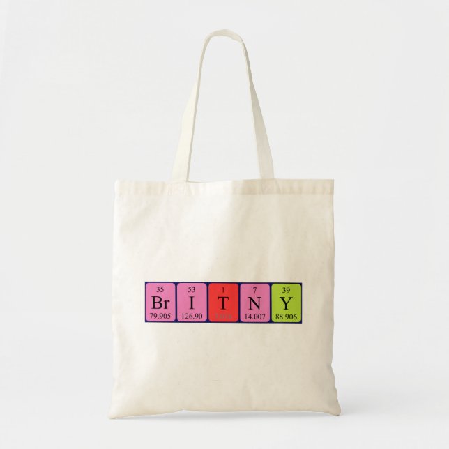 Britny periodisk bord namn tote bag tygkasse (Framsidan)