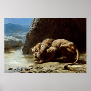 Briton Riviere: Kung Drinks, 1881, Lejon Poster