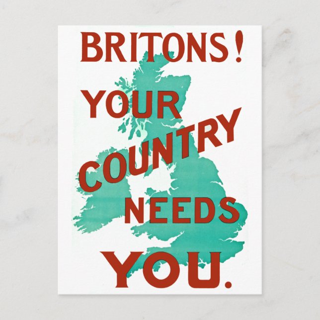 Britoner! Din Land behöver dig Vykort (Framsida)
