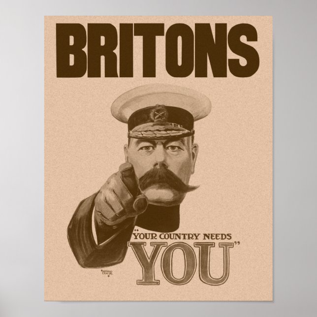Britons Ditt Land behöver dig - Lord Kitchener Poster (Framsidan)