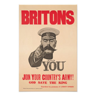 Britons Lord Kitchener Wants You WWWI Propaganda Fototryck