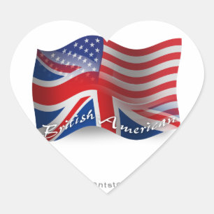 Britt-Amerikan som vinkar flagga Hjärtformat Klistermärke
