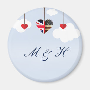 Britt- och amerikanska flagganhjärtor magnet