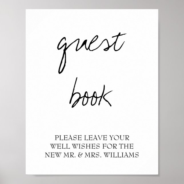 Brittany Black Calligraphy Bröllop Guest Bok Sign Poster (Framsidan)