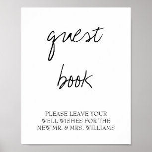 Brittany Black Kalligrafi Bröllop Gästbok Signatur Poster