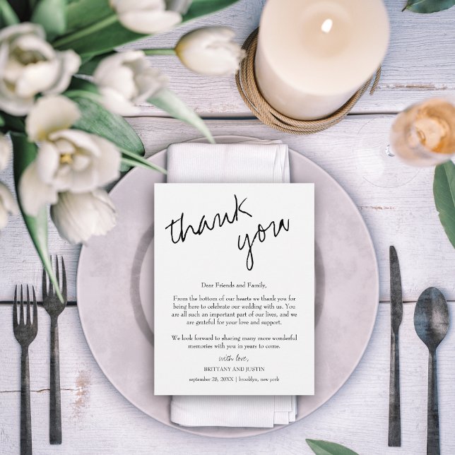 Brittany Calligraphy Wedding Reception Tack Vykort (Skapare uppladdad)