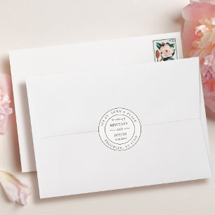 Brittany Circular Return Address Label Bröllop Runt Klistermärke