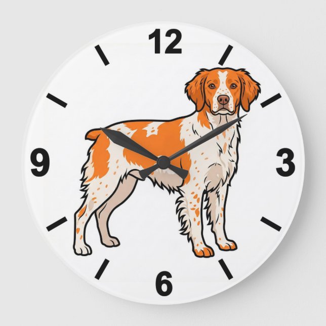 Brittany Dog Wall Clock Hunting Pet Home Decor Stor Klocka (Framsida)