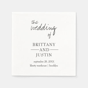 Brittany Elegant Modern Black White Cocktail Pappersservett