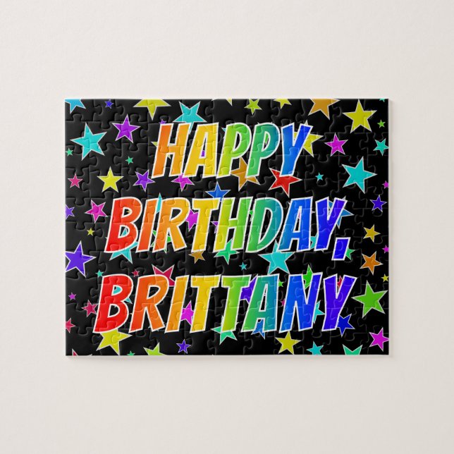 "BRITTANY" Första Namn, Roligten "GRATTIS PÅ FÖDEL Pussel (Horisontell)