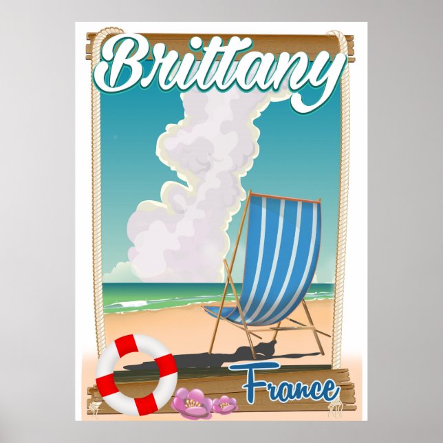 Brittany Frankrike strand reseinformation affisch (Framsidan)