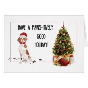Brittany Funny jul Hund och Träd Hälsningskort