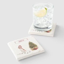 Brittany Funny jul Hund och Träd Stenunderlägg