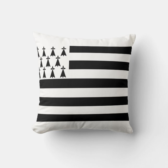 Brittany (Gwenn-ha-du) flag Kuddinkast Kudde (Framsida)