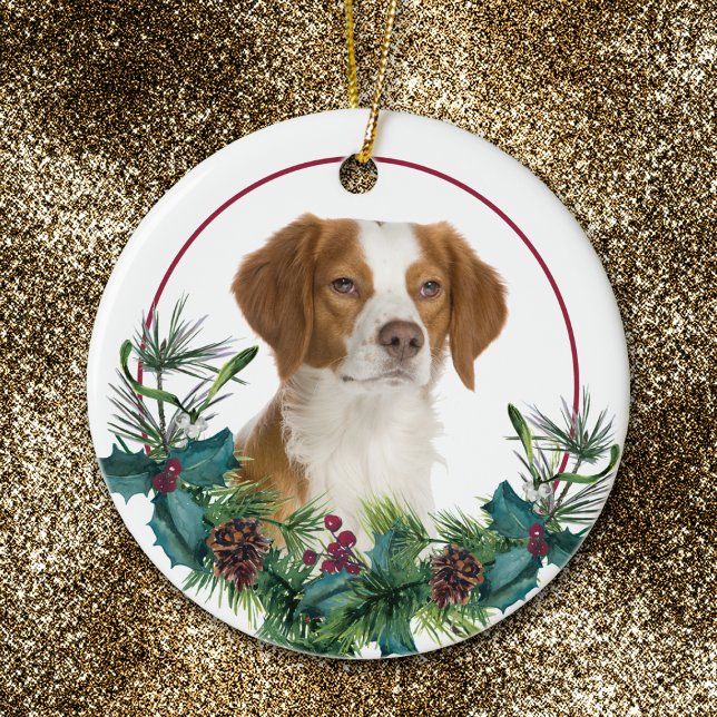 Brittany Hund Evergreen Wand Julgransprydnad Keramik (Skapare uppladdad)