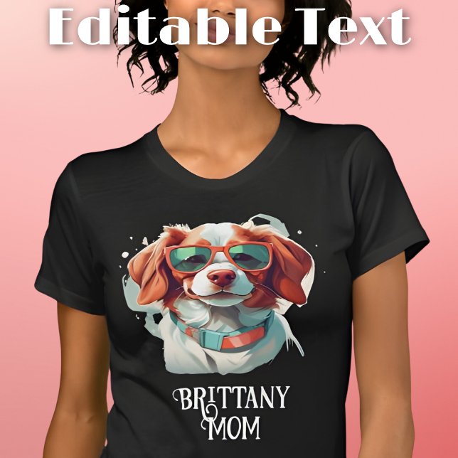 Brittany Hund Mamma Sunglass T Shirt (Skapare uppladdad)