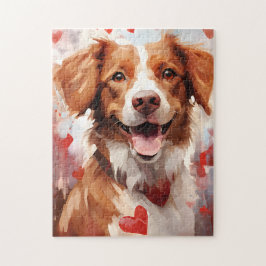 Brittany hund Valentines day Pussel