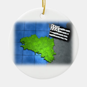 Brittany med dess egna flagga julgransprydnad keramik