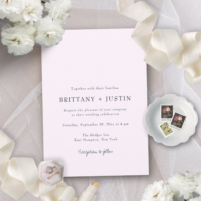Brittany Modern Black Script Bröllop med OSA Inbjudningar (This minimalist invite is perfect for couples who like a modern, elegant look)