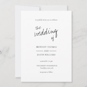 Brittany Modern Elegant Black Calligraphy Bröllop Inbjudningar