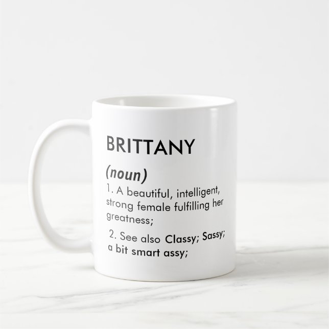 Brittany namn, Redigerbart namn, Anpassat namn Kaffemugg (Vänster)