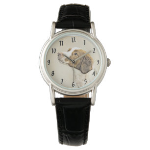 Brittany Painting - Cute Original Hund Art Armbandsur