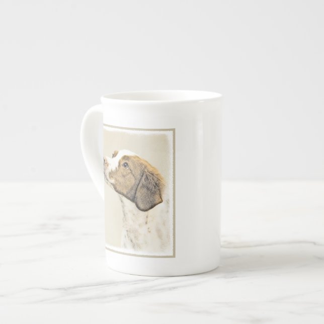 Brittany Painting - Cute Original Hund Art Benporslin Mugg (Framsida vänster)
