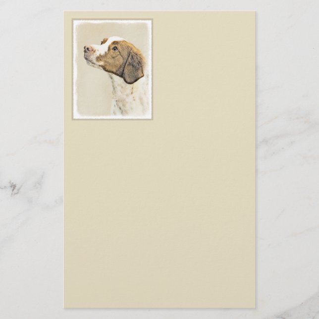 Brittany Painting - Cute Original Hund Art Brevpapper (Framsida)