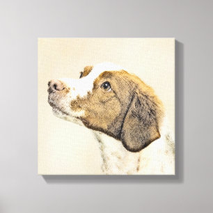 Brittany Painting - Cute Original Hund Art Canvastryck