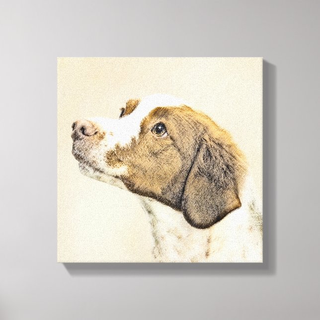 Brittany Painting - Cute Original Hund Art Canvastryck (Framsida)