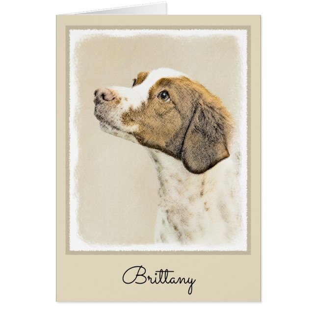Brittany Painting - Cute Original Hund Art Hälsningskort (Framsidan)