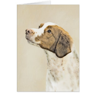 Brittany Painting - Cute Original Hund Art Hälsningskort