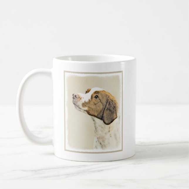 Brittany Painting - Cute Original Hund Art Kaffemugg (Vänster)