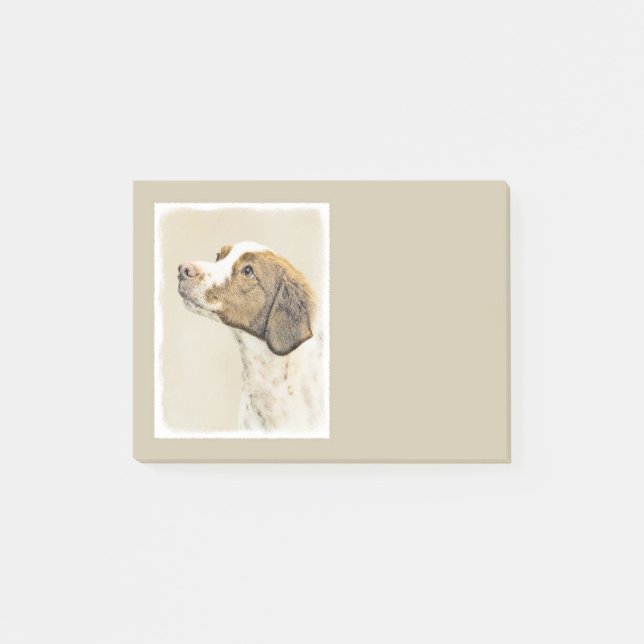 Brittany Painting - Cute Original Hund Art Post-it Block (Framsida)
