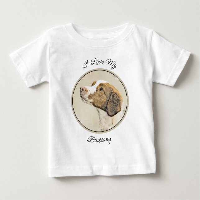 Brittany Painting - Cute Original Hund Art T Shirt (Framsida)