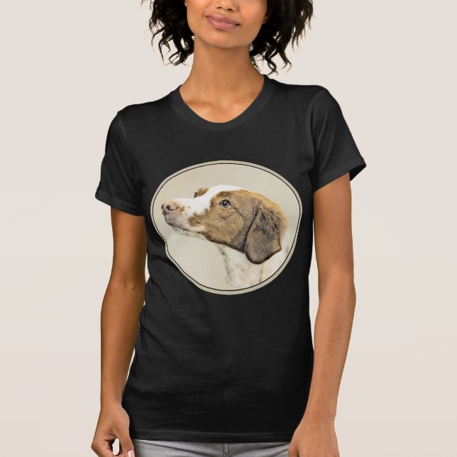 Brittany Painting - Cute Original Hund Art T Shirt (Framsida)