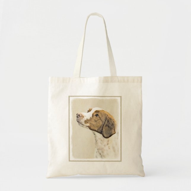 Brittany Painting - Cute Original Hund Art Tygkasse (Framsidan)