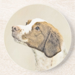 Brittany Painting - Cute Original Hund Art Underlägg