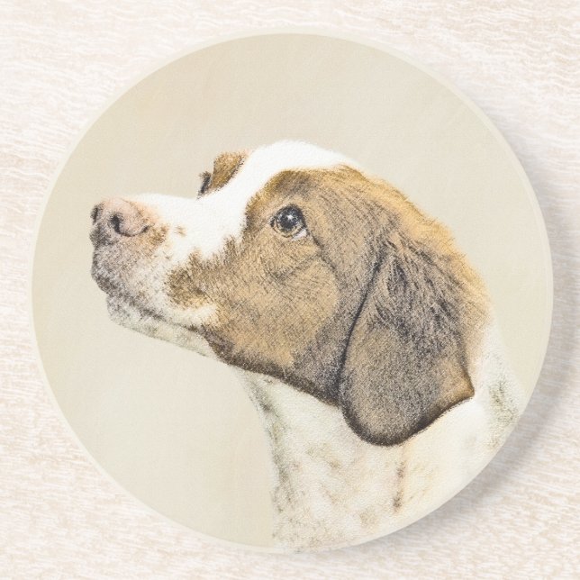 Brittany Painting - Cute Original Hund Art Underlägg (Framsidan)