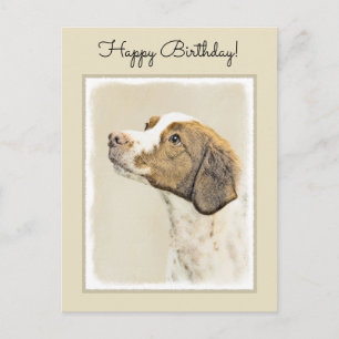 Brittany Painting - Cute Original Hund Art Vykort
