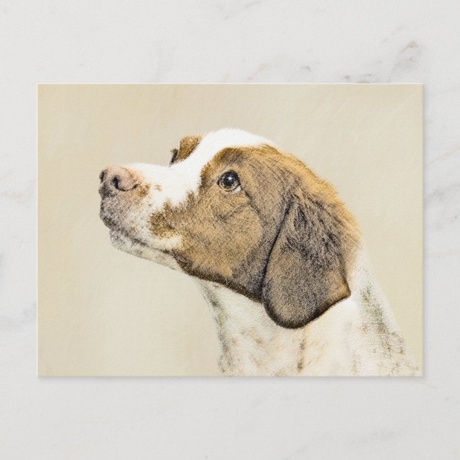 Brittany Painting - Cute Original Hund Art Vykort (Framsida)