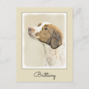 Brittany Painting - Cute Original Hund Art Vykort