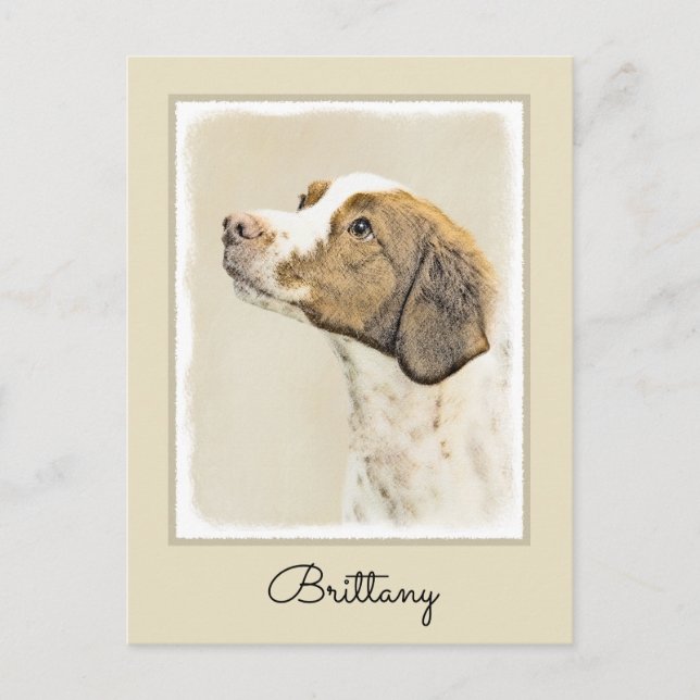 Brittany Painting - Cute Original Hund Art Vykort (Framsida)