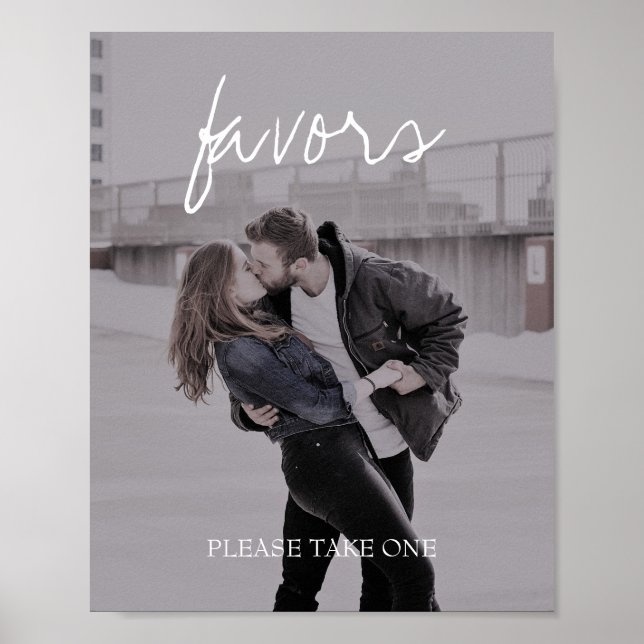 Brittany Photo Calligraphy Wedding Favors Sign Poster (Framsidan)