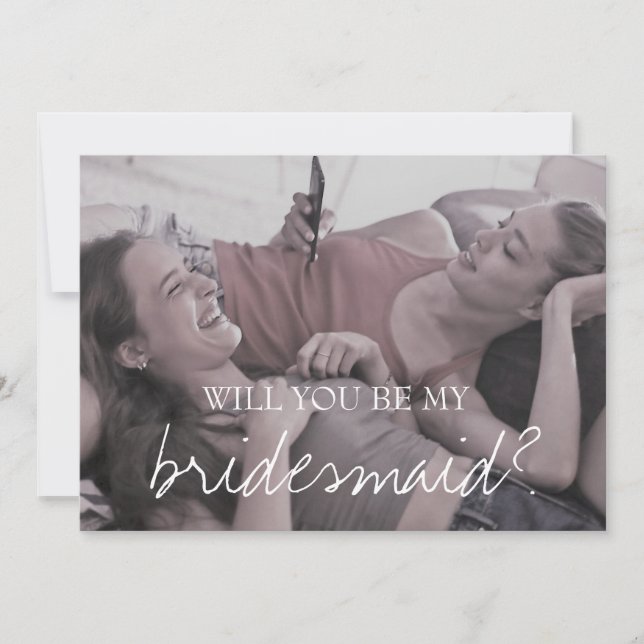 Brittany Photo Script blir min bridesmaid Inbjudningar (Framsida)