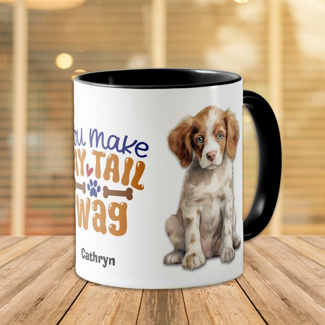 Brittany Puppy Hund du gör mitt Svan Wag Mugg (Skapare uppladdad)